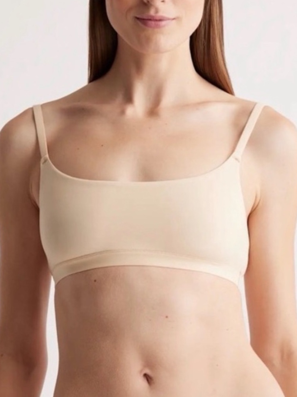 NWOT QUINCE 2 Pack Second Skin Scoop Neck Bralettes Medium Beige 0998